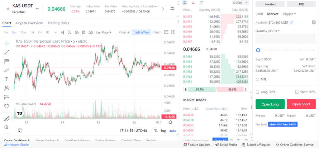 MEXC Tier 1 Exchange User Interface